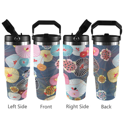 Abstract Floral - 30oz Tumbler with Top Handle