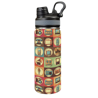 Retro Life - Insulated Water Bottle with Dual-Use Lid (18oz)