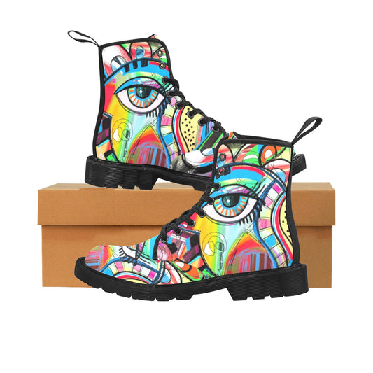 Graffiti Bird - Martin Boots for Women (Black)