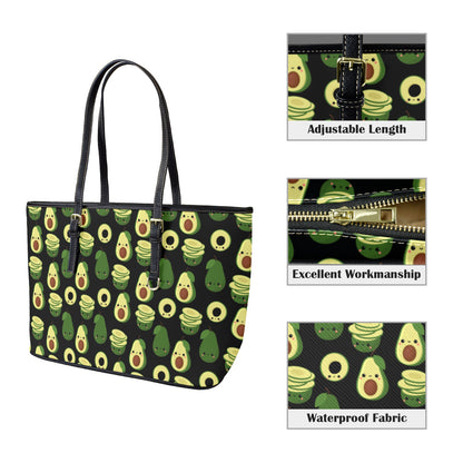 Cute Avocados - Leather Tote Bag-Large