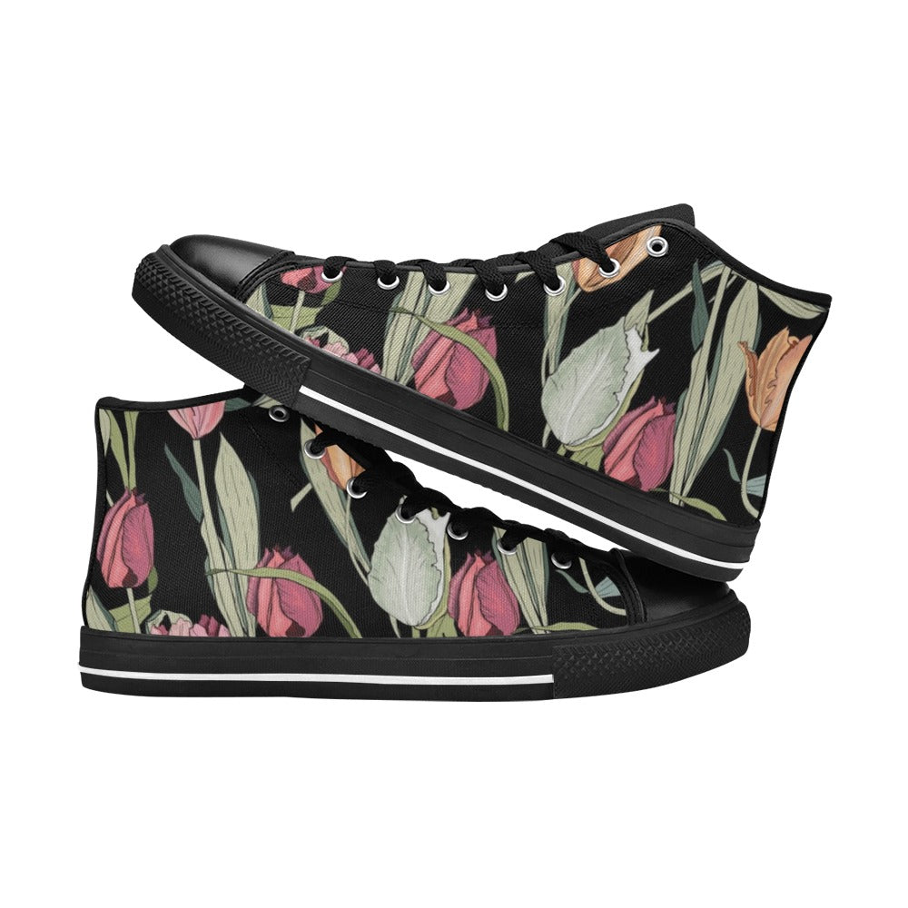 Tulips - Men's High Top Canvas Shoes