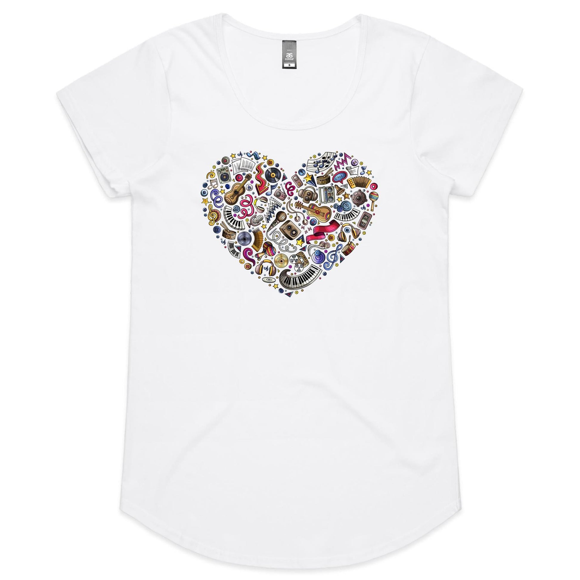 Heart Music - Womens Scoop Neck T-Shirt White Womens Scoop Neck T-shirt Music