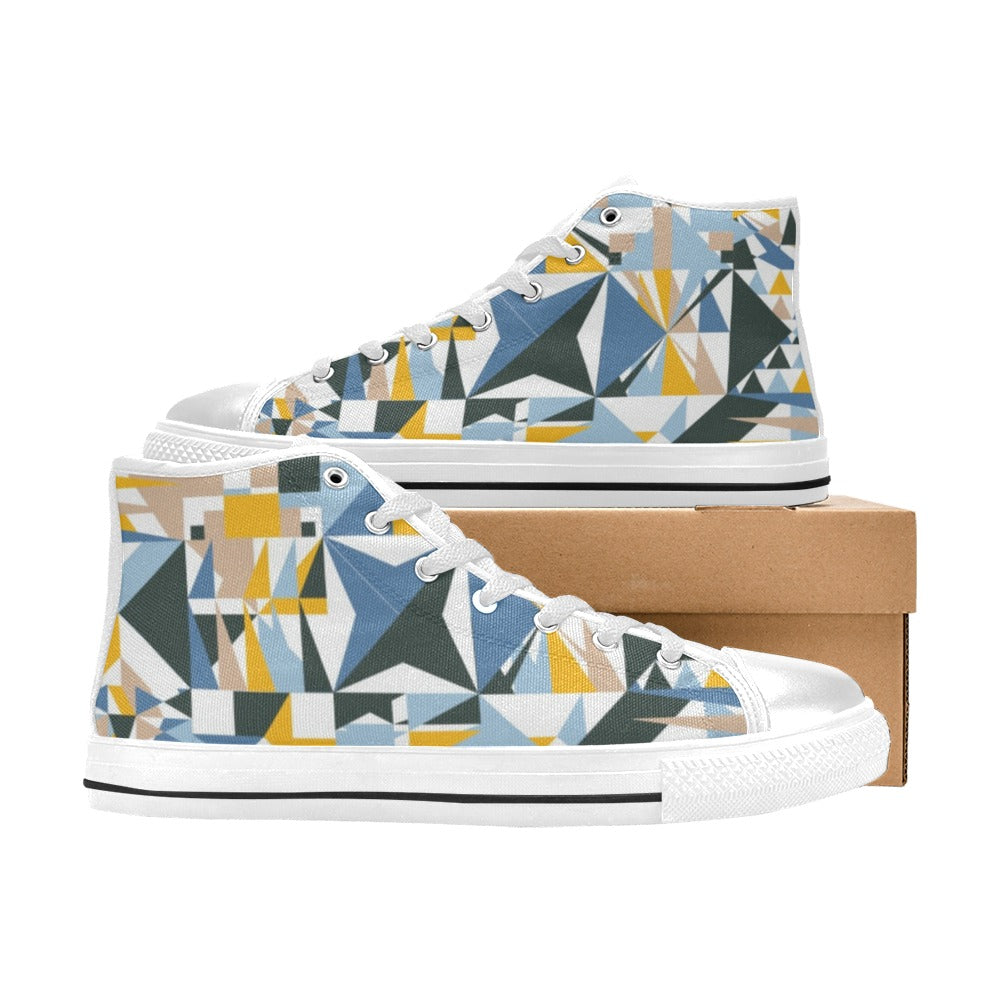 Mosaic - Women's High Top Canvas Shoes