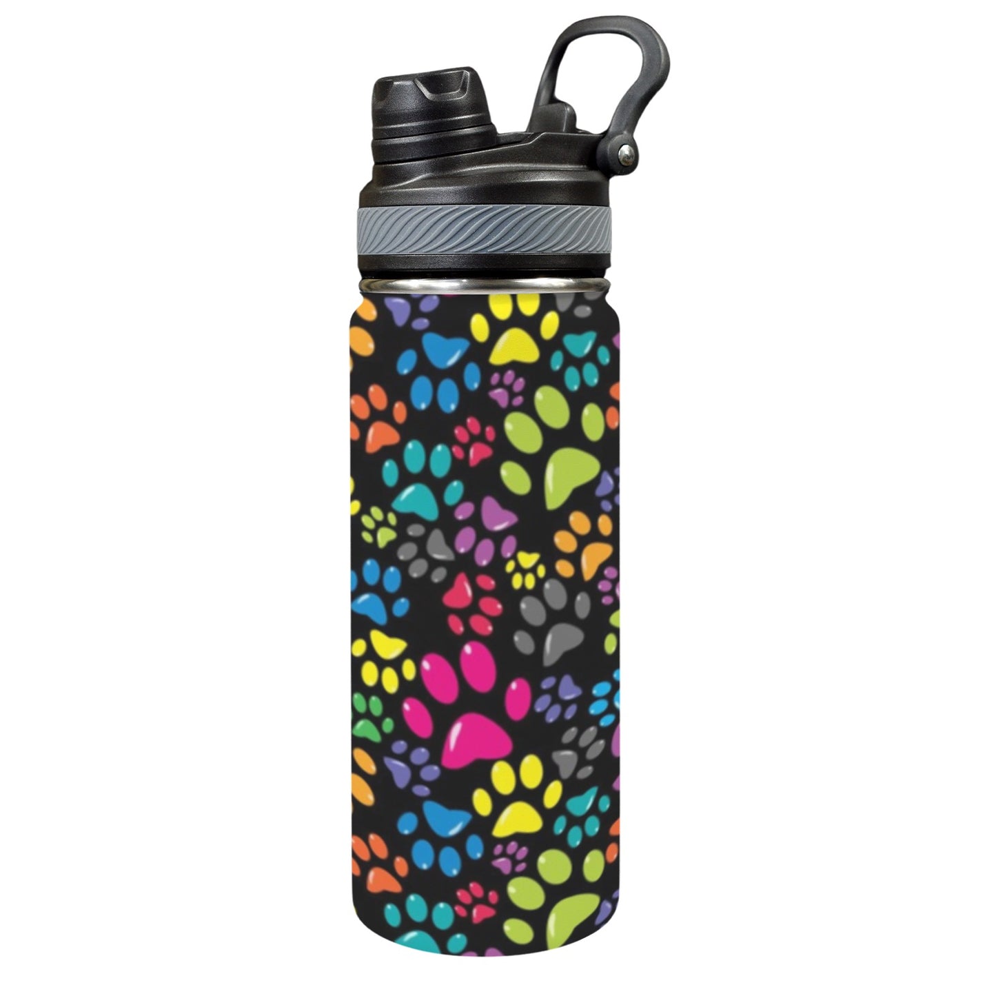 Bright Paw Prints - Insulated Water Bottle with Dual-Use Lid (18oz) Insulated Water Bottle with Dual-Use Lid (18oz) animal Printed Offshore