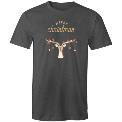 Merry Christmas Reindeer - Mens T-Shirt Asphalt Marle Christmas Mens T-shirt Merry Christmas