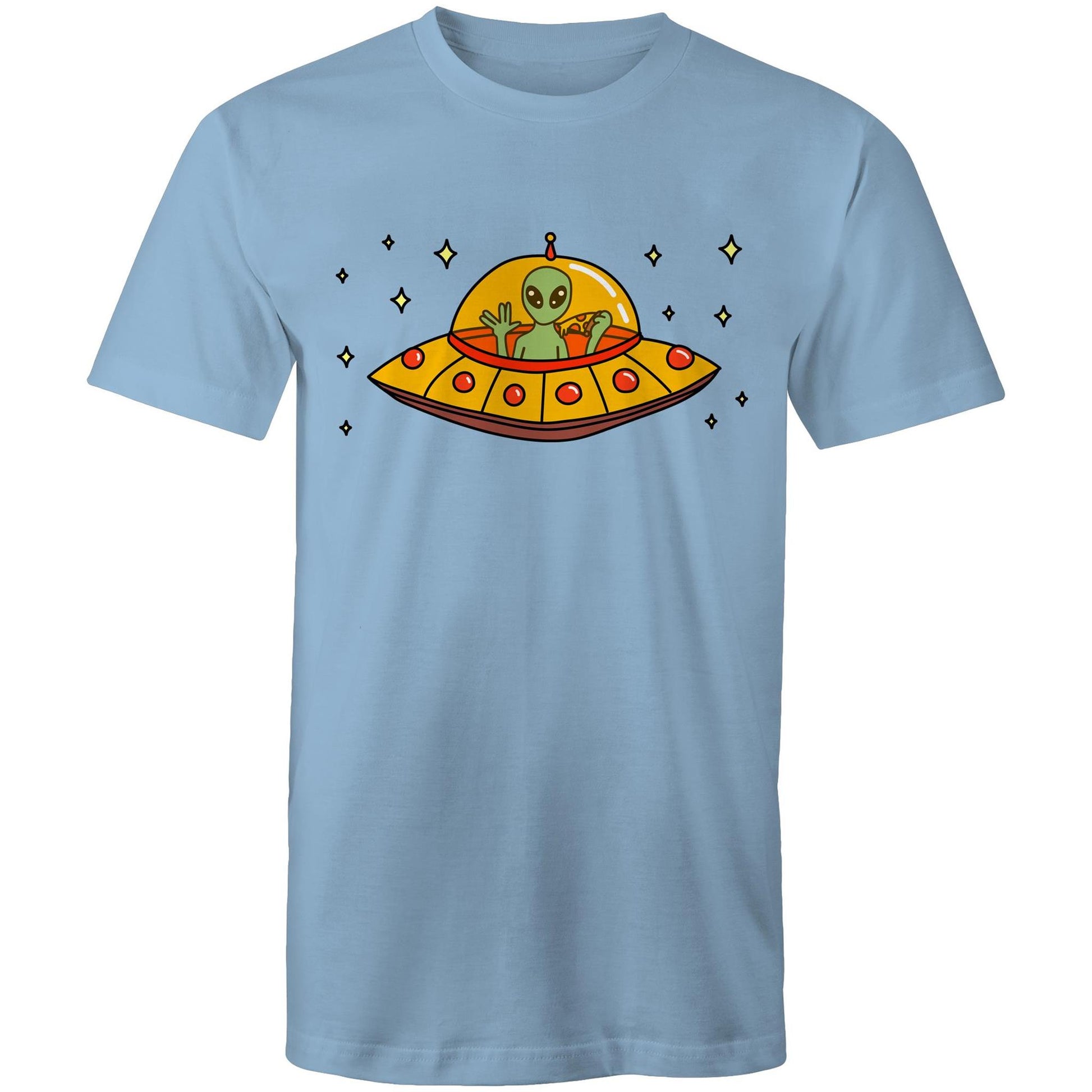 Alien Pizza - Mens T-Shirt Carolina Blue Mens T-shirt Sci Fi