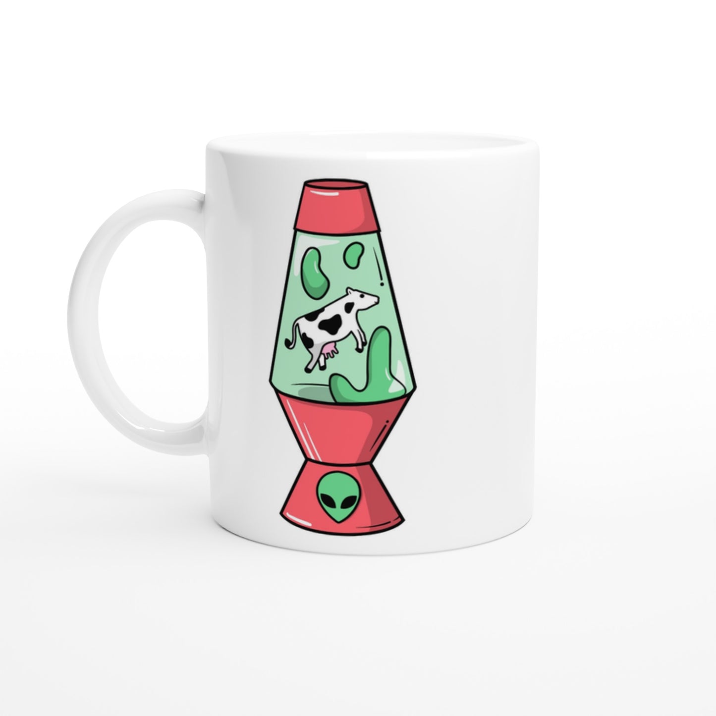 Alien Cow Lava Lamp - White 11oz Ceramic Mug Default Title White 11oz Mug animal Globally Fulfilled Retro Sci Fi