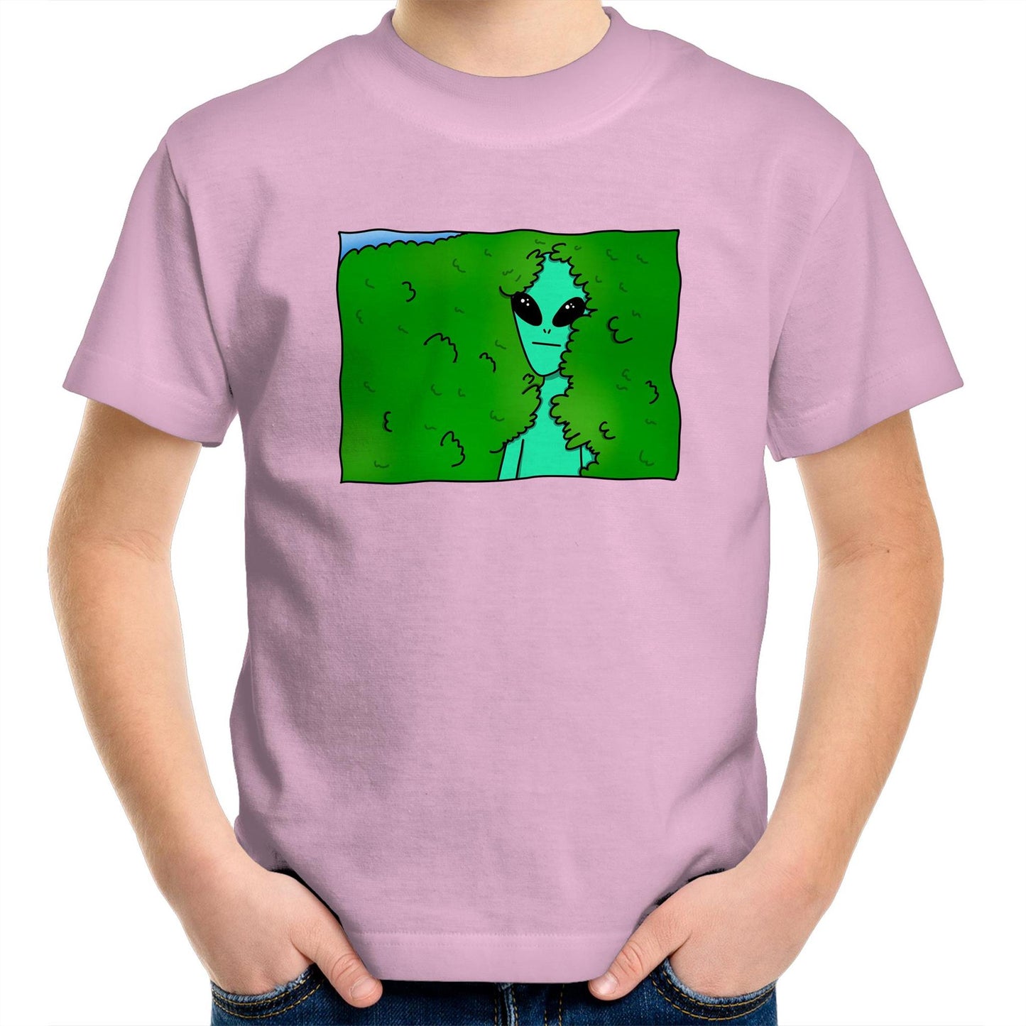 Alien Backing Into Hedge Meme - Kids Youth T-Shirt