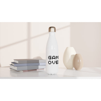 Game Over - White 17oz Stainless Steel Water Bottle White Water Bottle Games