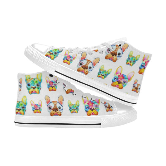 French Bulldog - Women's High Top Canvas Shoes