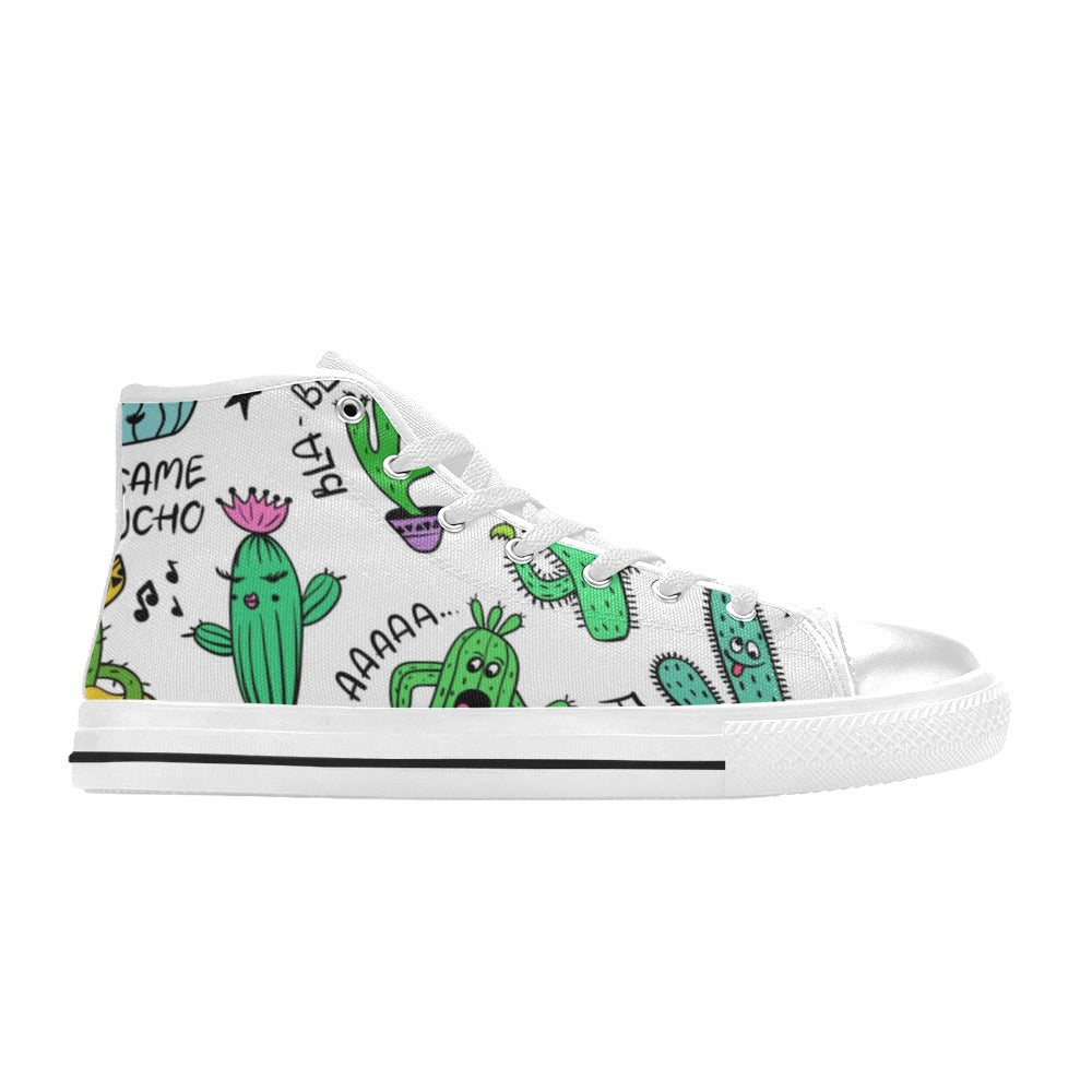 Chatty Cactus - Men's High Top Canvas Shoes