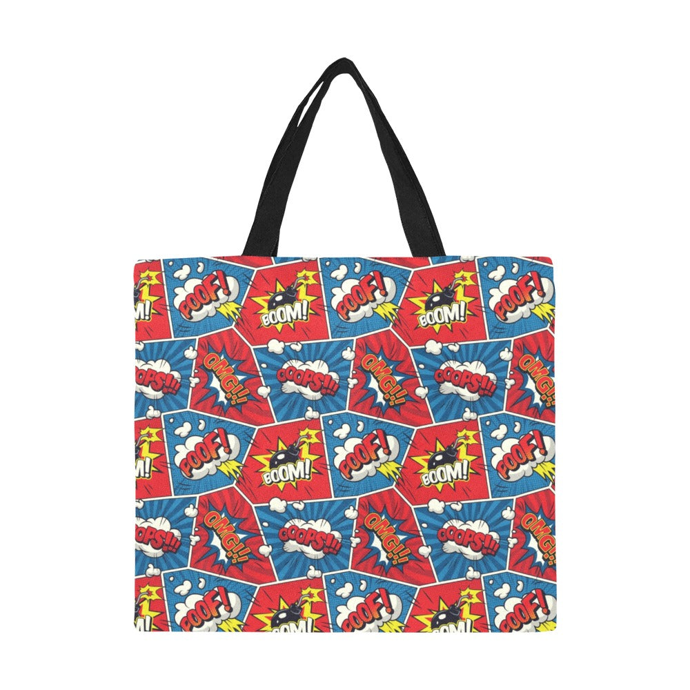 Comic Book Pop - Full Print Canvas Tote Bag Full Print Canvas Tote Bag Printed Offshore