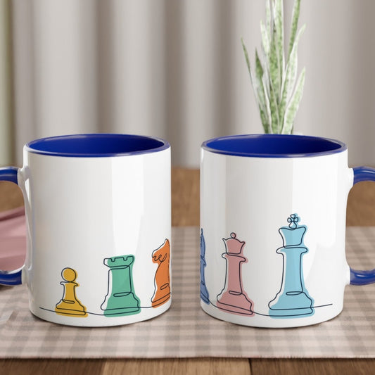 Chess - White 11oz Ceramic Mug with Colour Inside Ceramic Blue Colour 11oz Mug Games