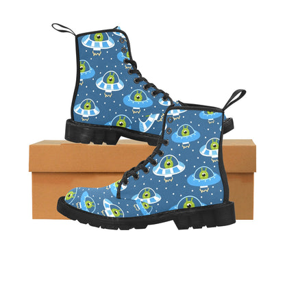 Cute Aliens in UFOs - Martin Boots for Men (Black)