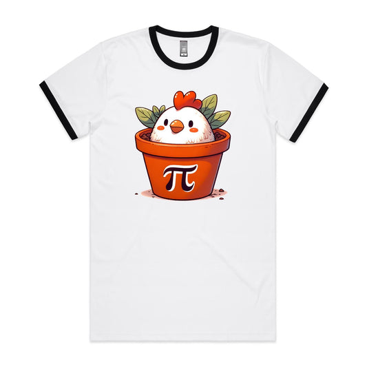 Chicken Pot Pi - Staple Ringer Tee White Black Ringer T-Shirt animal Maths Printed In Australia