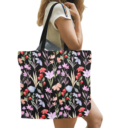 Floral Watercolour - Full Print Canvas Tote Bag Full Print Canvas Tote Bag Printed Offshore