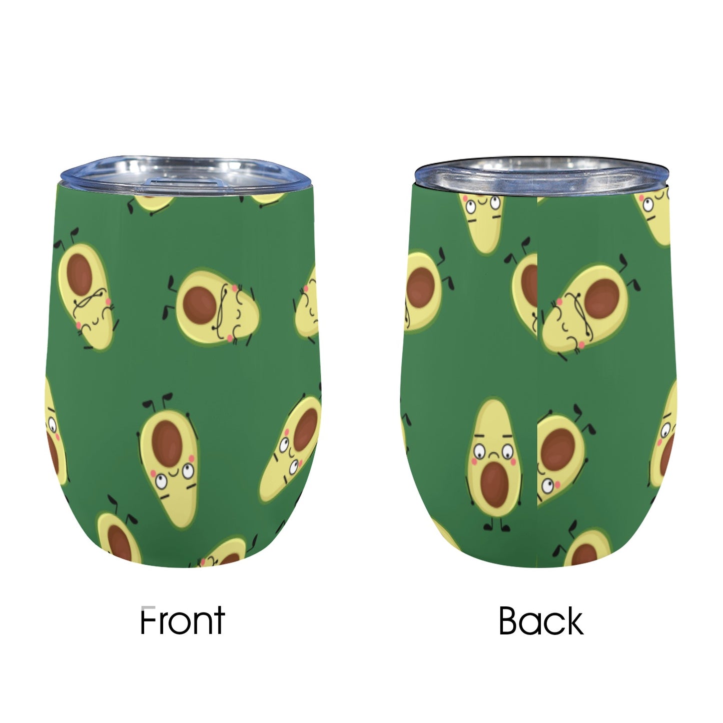 Avocado Characters - 12oz Wine Tumbler 12oz Wine Tumbler Food Printed Offshore