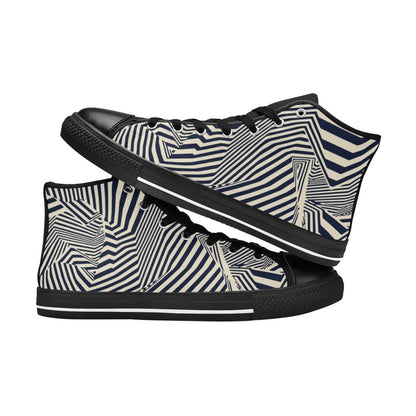 Crazy Lines - Men's High Top Canvas Shoes