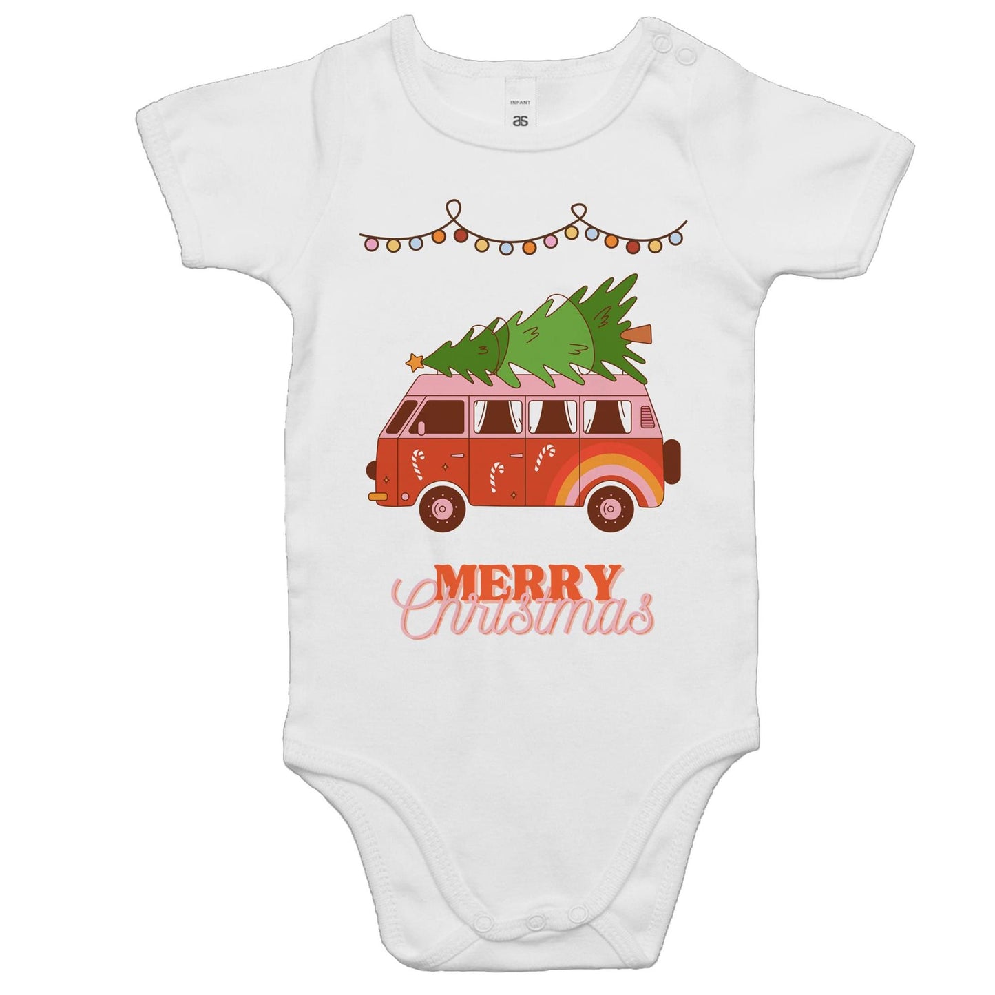 Merry Christmas Hippy Van - Baby Bodysuit