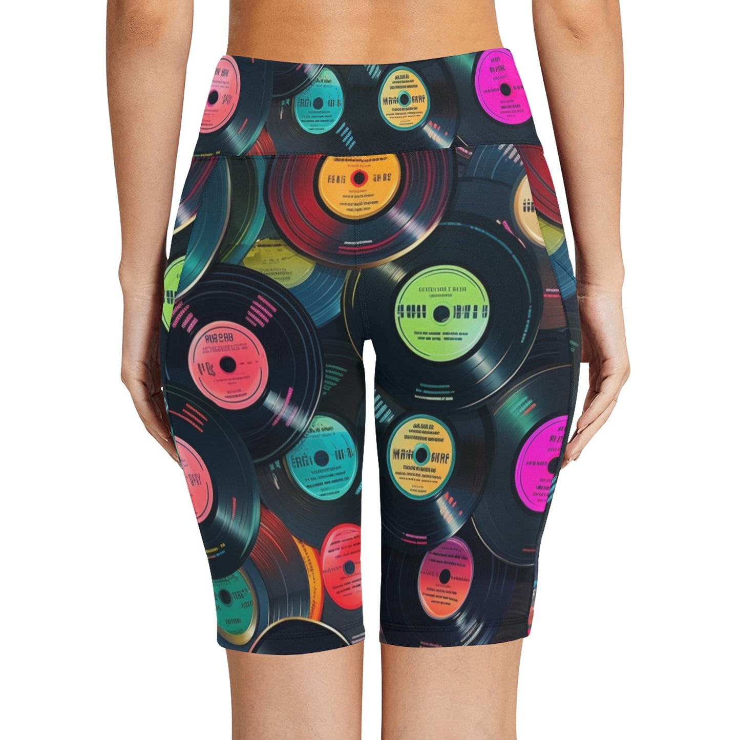 Retro Vinyl Records - Women's Bike Shorts Womens Bike Shorts Music Printed Offshore Retro