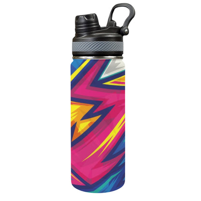 Abstract And Bright - Insulated Water Bottle with Dual-Use Lid (18oz) Insulated Water Bottle with Dual-Use Lid (18oz) Printed Offshore