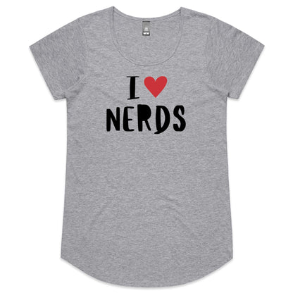 I Love Nerds, Red Heart - Womens Scoop Neck T-Shirt