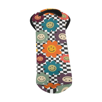 Happy Retro Flowers - Neoprene Wine Bag Wine Bag Printed Offshore Retro