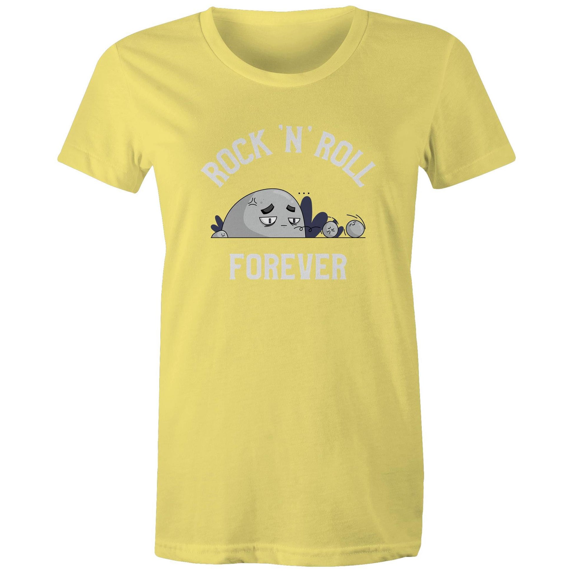 Rock 'N' Roll Forever - Womens T-shirt Yellow Womens T-shirt Music