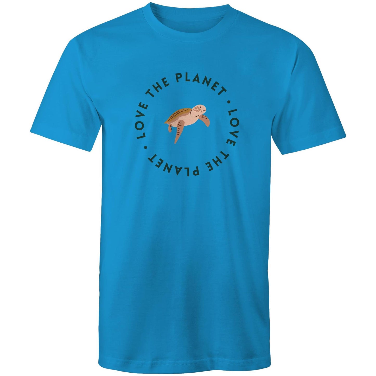 Love The Planet, Turtle - Mens T-Shirt Arctic Blue Mens T-shirt animal Environment Printed In Australia