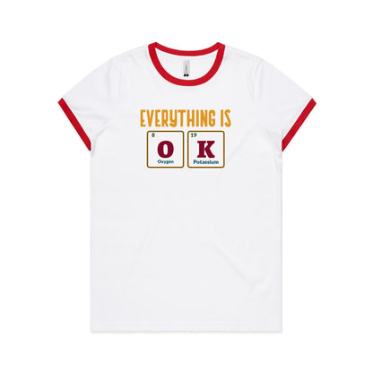 Everything Is OK, Periodic Table - Women's Ringer Tee