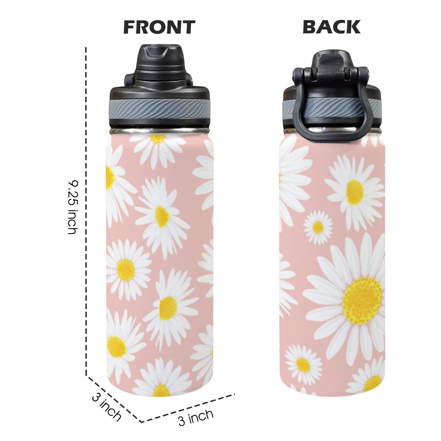 Daisies - Insulated Water Bottle with Dual-Use Lid (18oz) Insulated Water Bottle with Dual-Use Lid (18oz) Printed Offshore