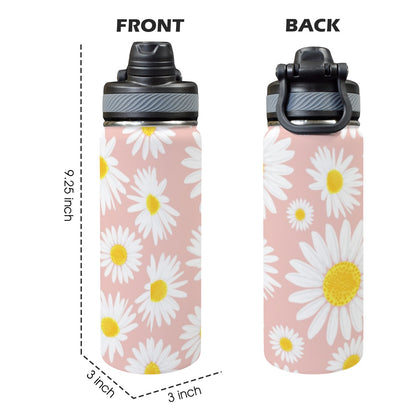 Daisies - Insulated Water Bottle with Dual-Use Lid (18oz) Insulated Water Bottle with Dual-Use Lid (18oz) Printed Offshore