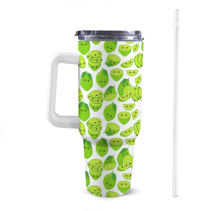 Cute Limes - 40oz Tumbler with White Handle