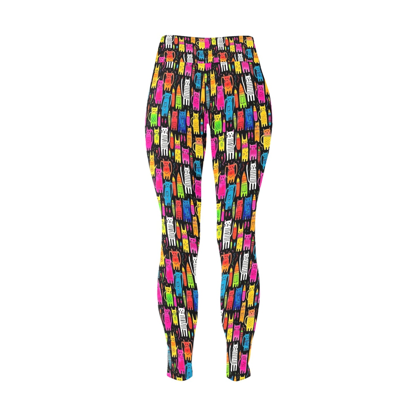 Colourful Cats - Womens High Waist Leggings (Sizes 16-22)