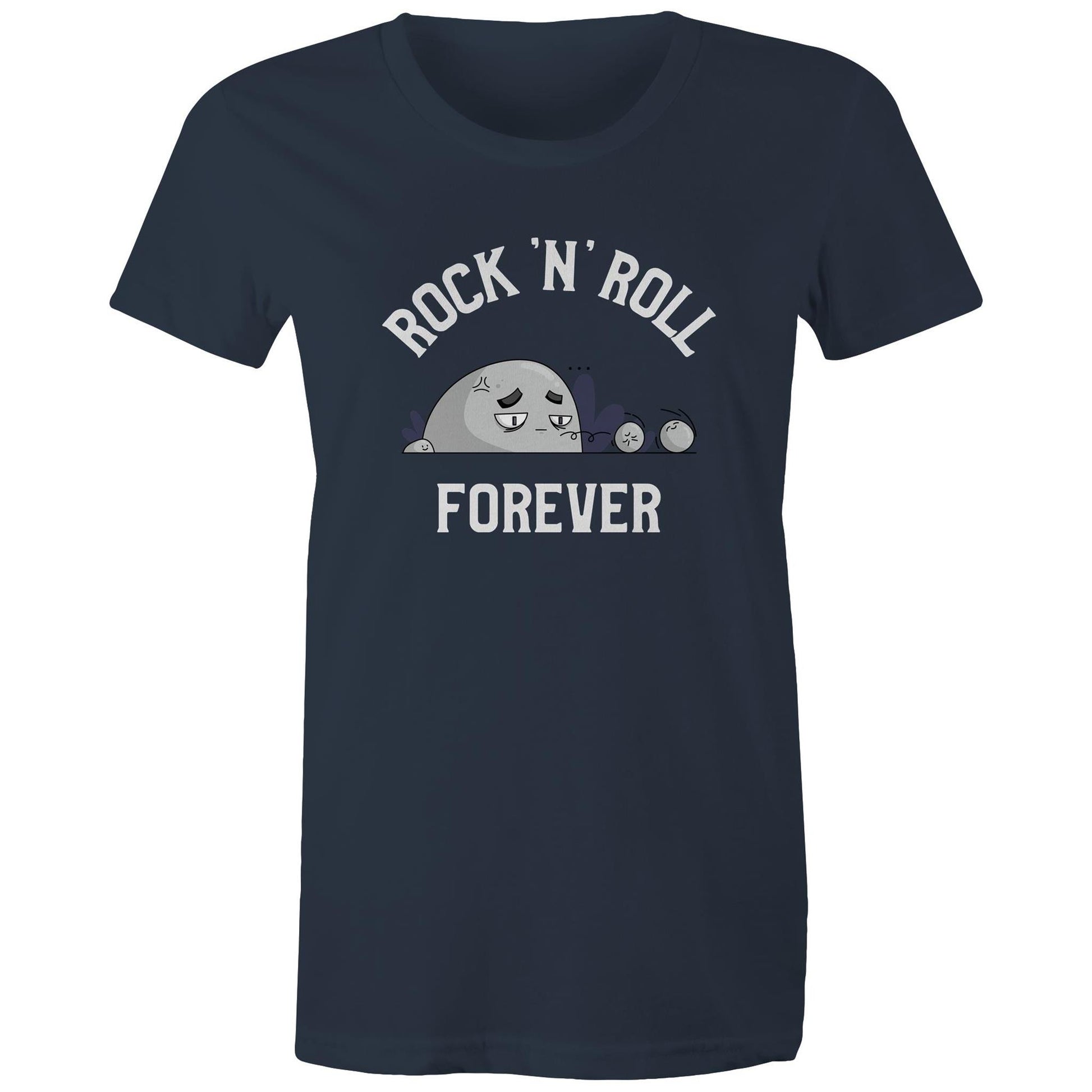 Rock 'N' Roll Forever - Womens T-shirt Navy Womens T-shirt Music