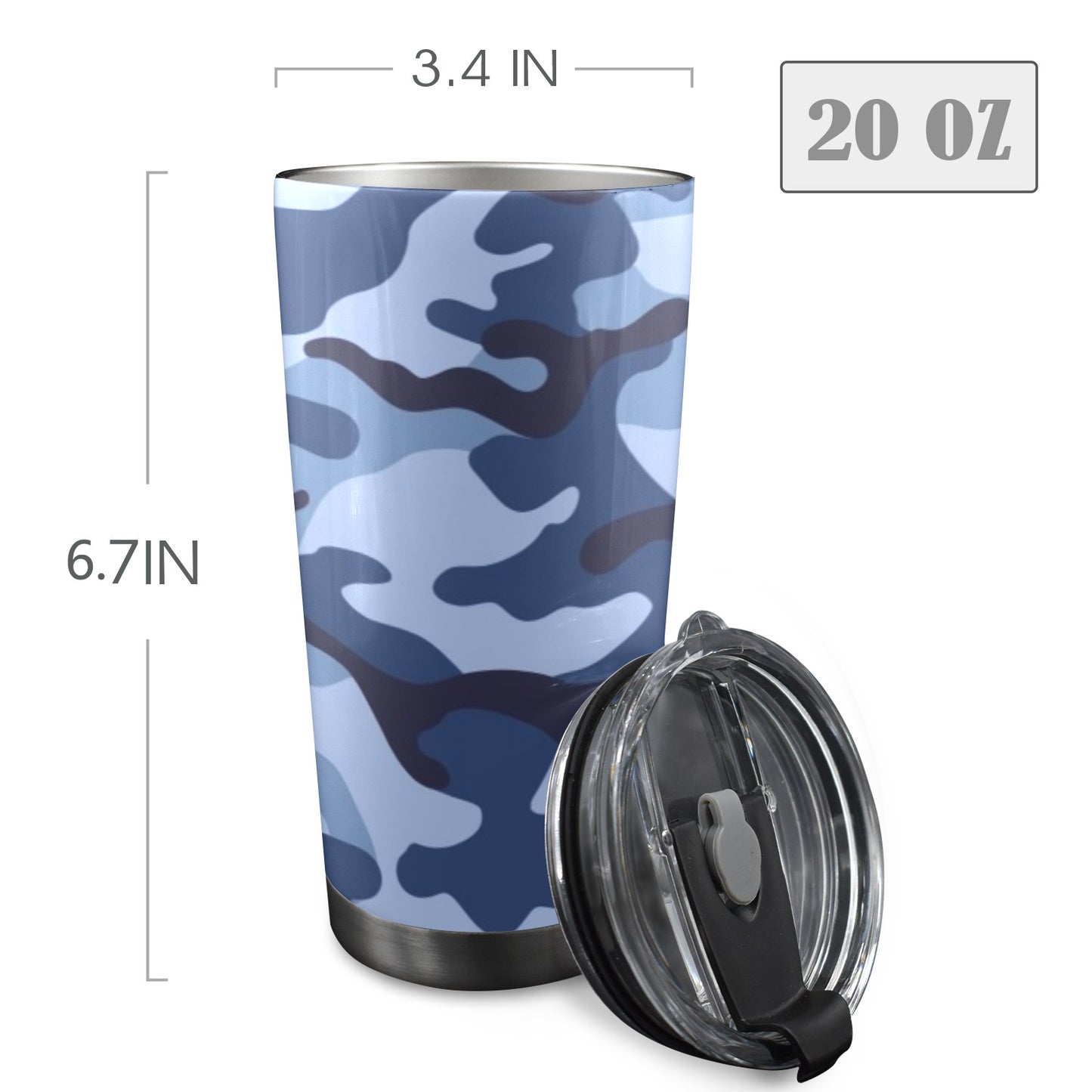 Blue Camouflage - 20oz Travel Mug / Tumbler