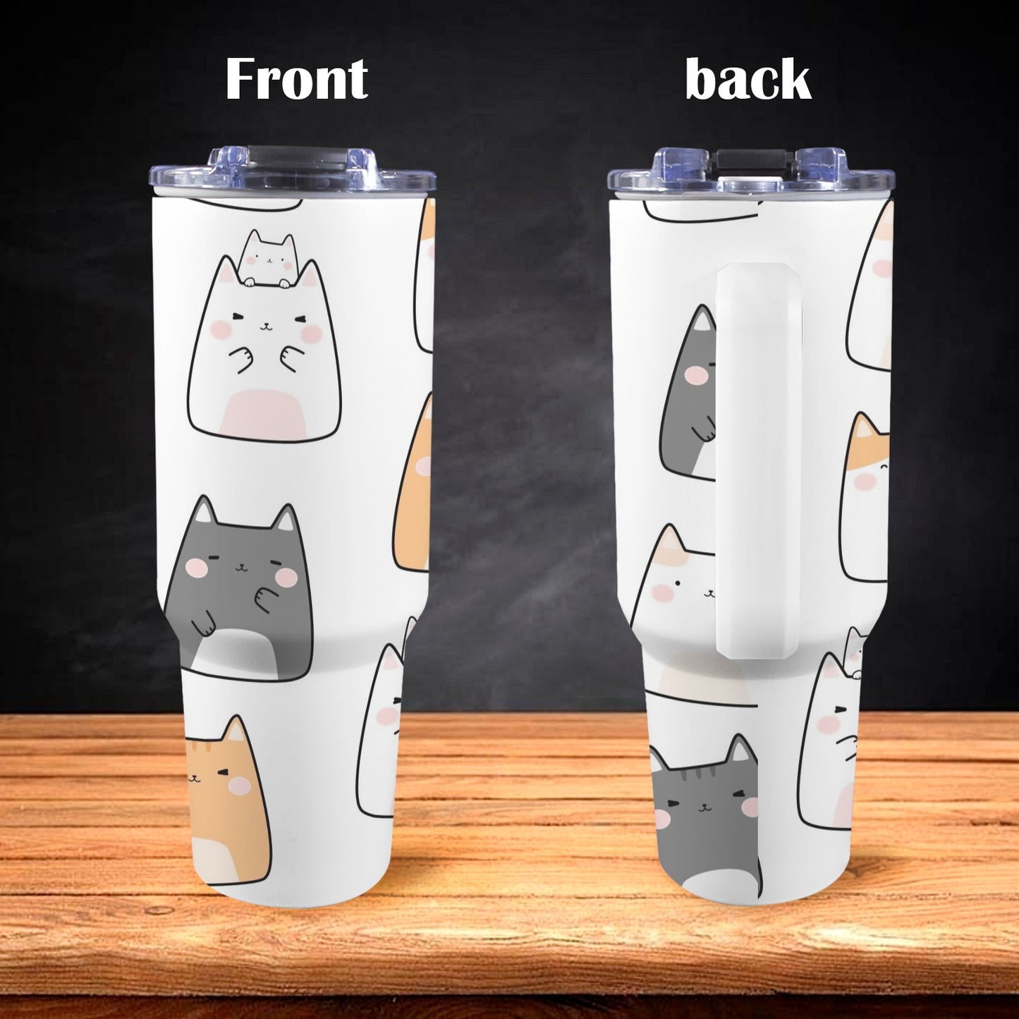 Cats - 40oz Tumbler with White Handle