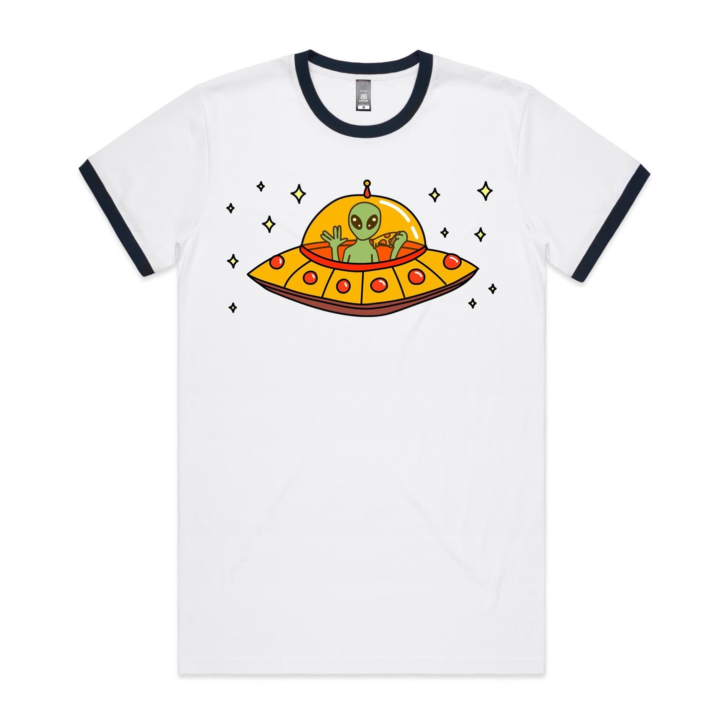 Alien Pizza, UFO - Staple Ringer Tee