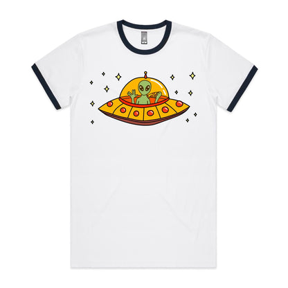 Alien Pizza, UFO - Staple Ringer Tee