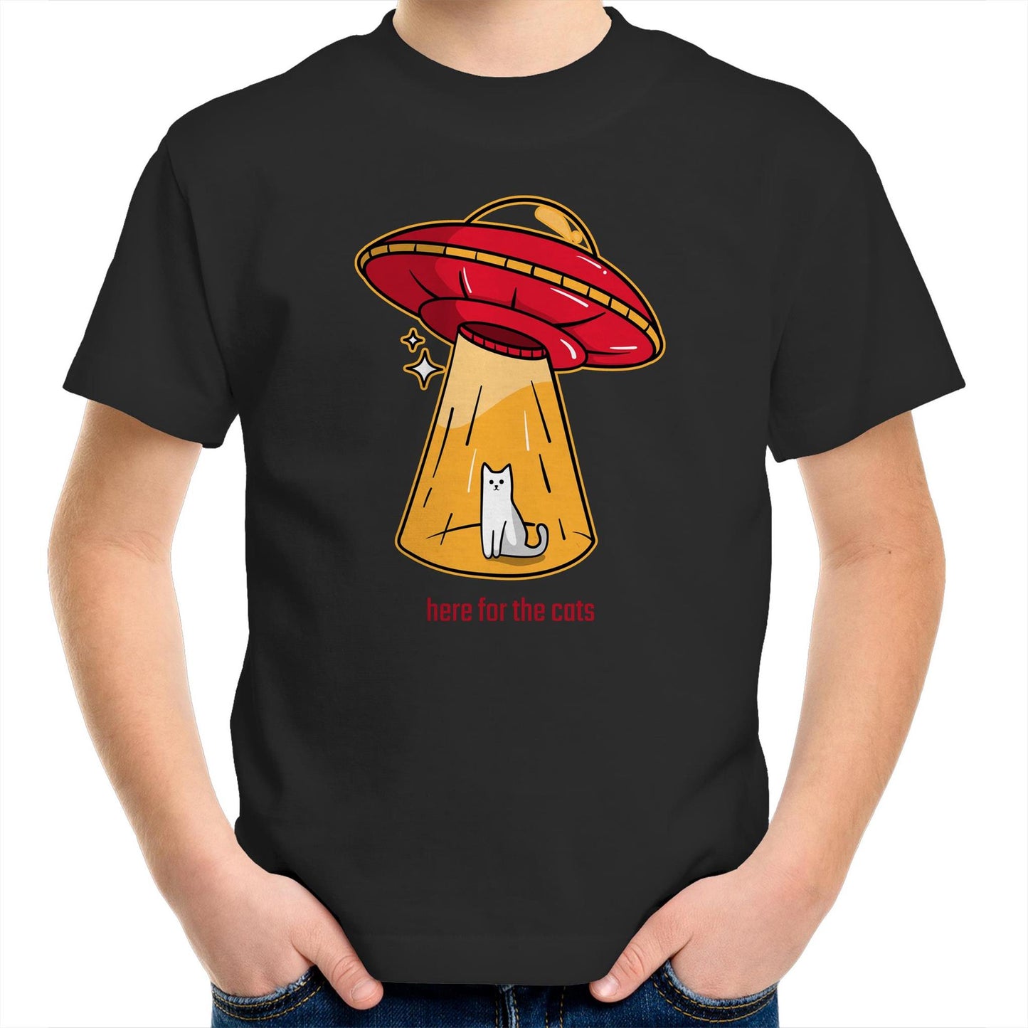 UFO, Here For The Cats - Kids Youth T-Shirt