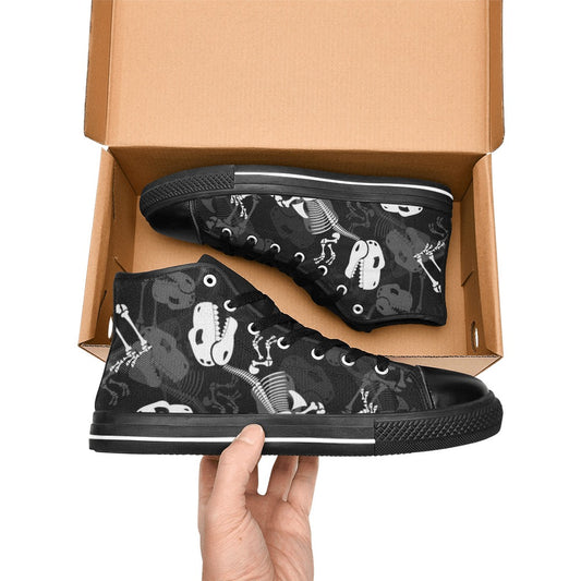 Dinosaur Skeleton - Men's High Top Canvas Shoes