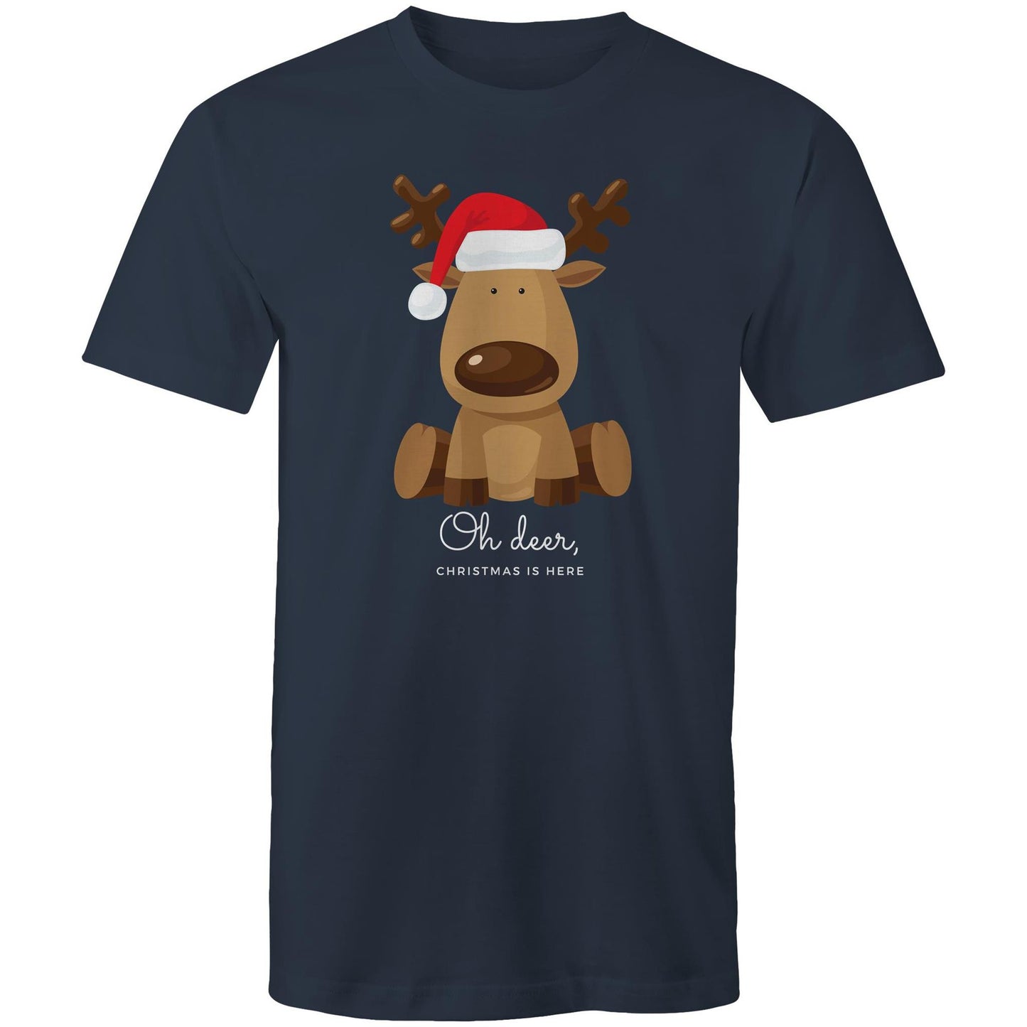 Oh Deer, Christmas Is Here, Reindeer - Mens T-Shirt