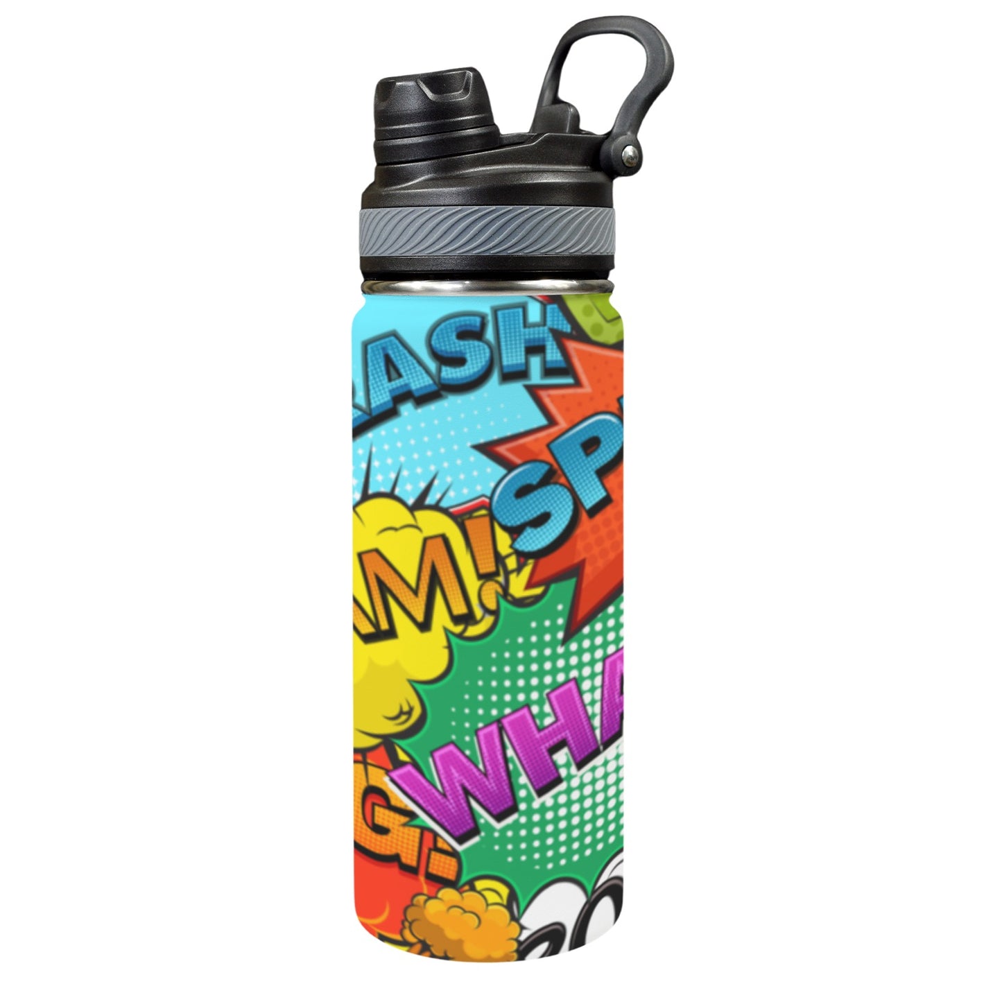 Comic Book 2 - Insulated Water Bottle with Dual-Use Lid (18oz) Insulated Water Bottle with Dual-Use Lid (18oz) comic Printed Offshore