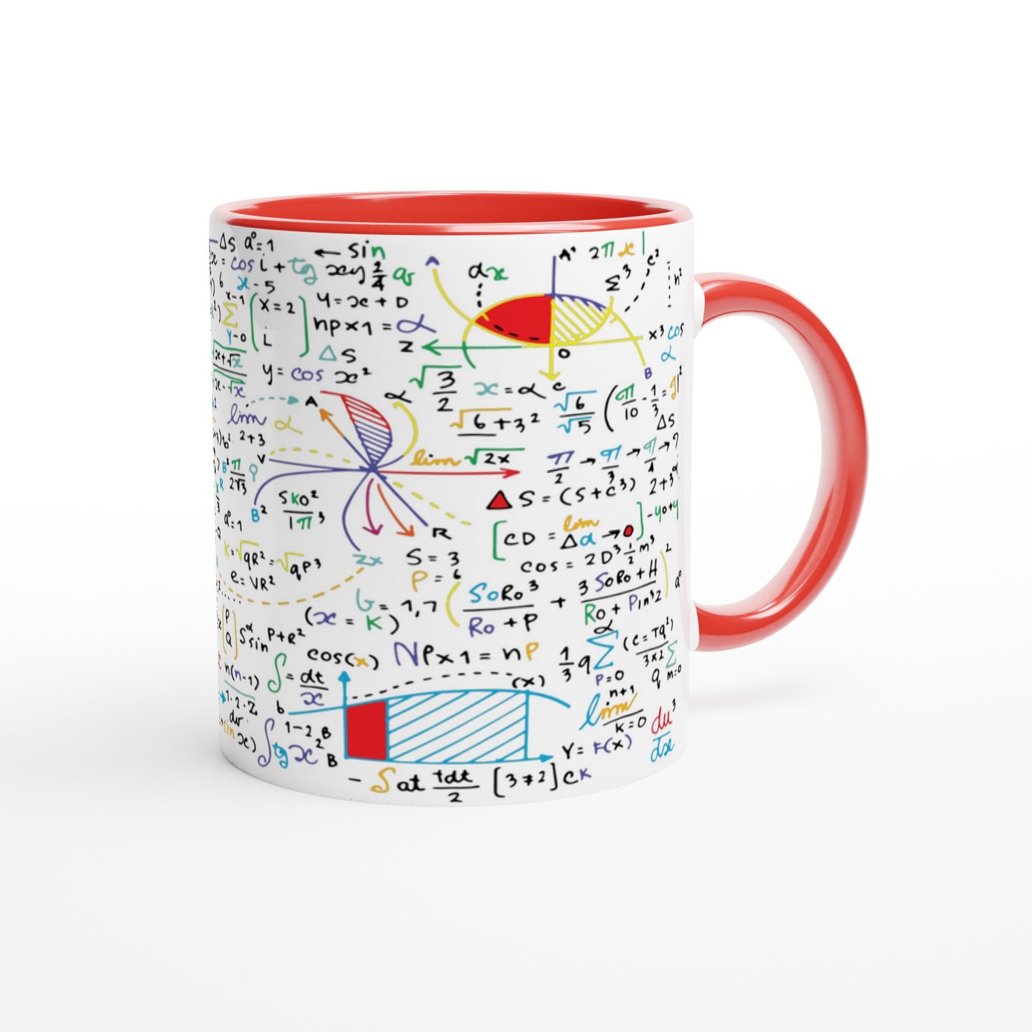 Colourful Maths Formulas - White 11oz Ceramic Mug with Colour Inside Colour 11oz Mug Globally Fulfilled Science