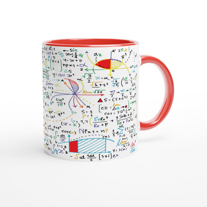 Colourful Maths Formulas - White 11oz Ceramic Mug with Colour Inside Colour 11oz Mug Globally Fulfilled Science