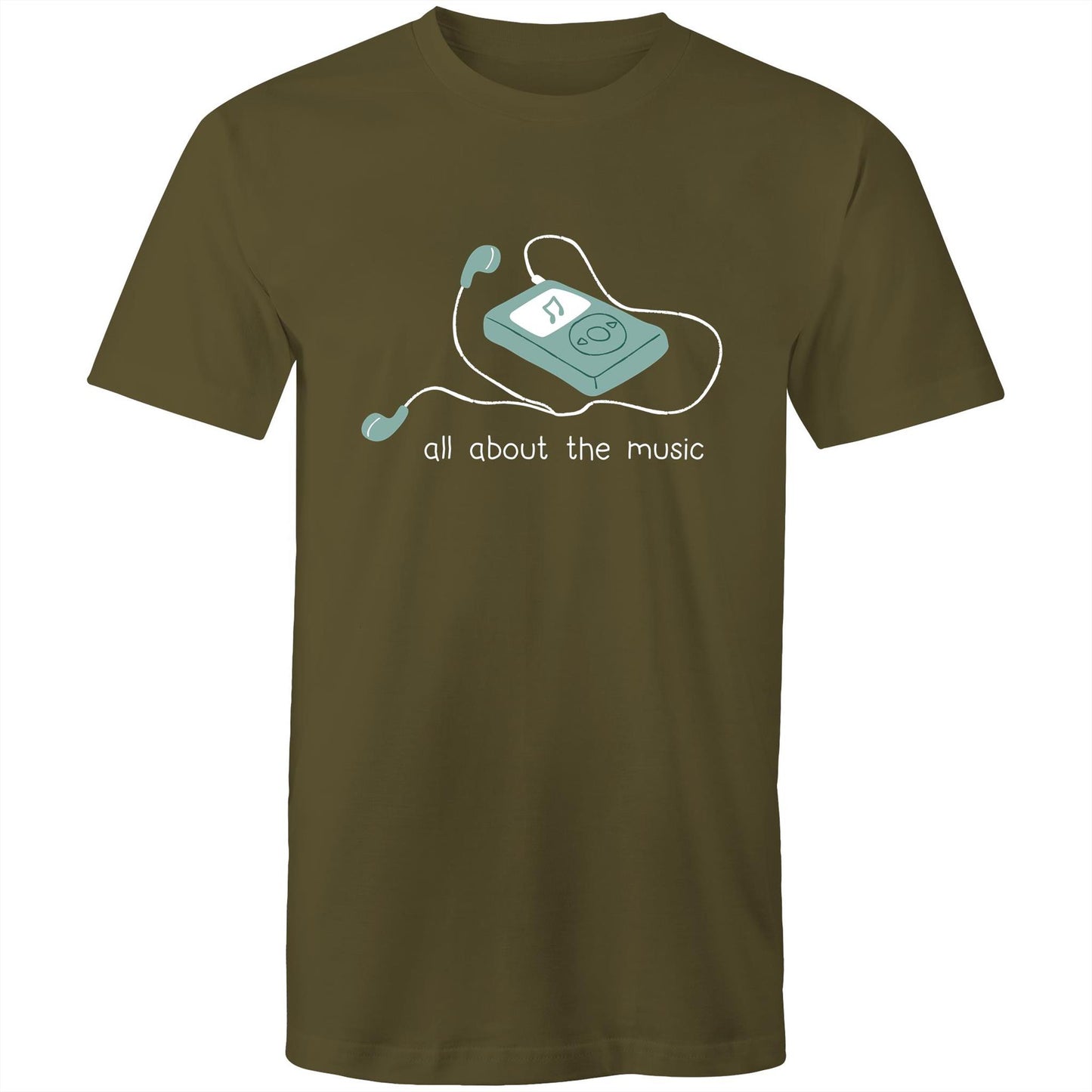 All About The Music, Music Player - Mens T-Shirt Army Green Mens T-shirt music retro tech