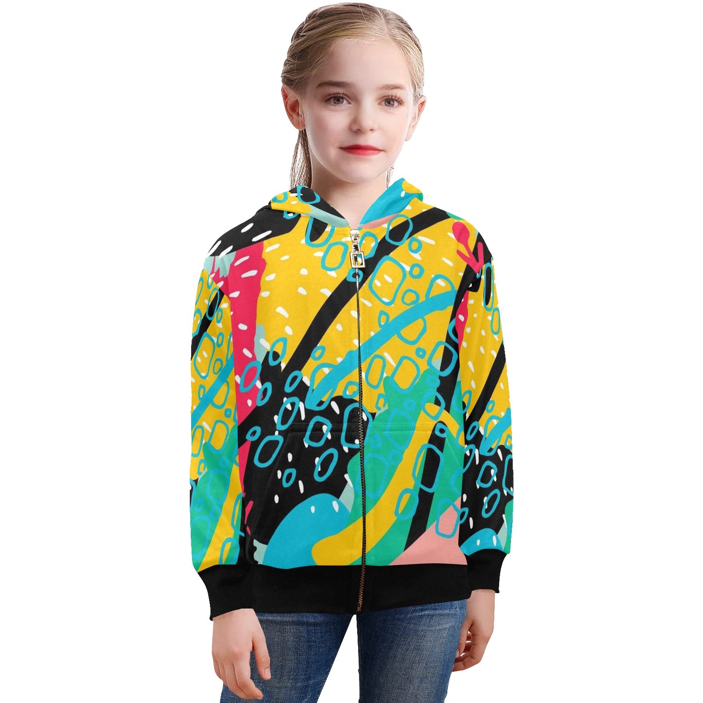 Bright And Colourful - Senior Girls Zip Up Hoodie