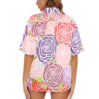 Abstract Roses - Womens Hawaiian Shirt