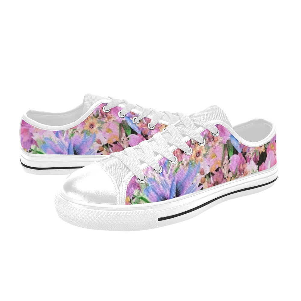 Bright Pink Floral - Women's Classic Canvas Shoes