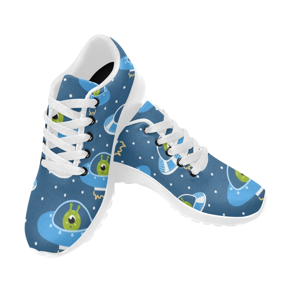 Cute Aliens in UFOs - Kids Sneakers